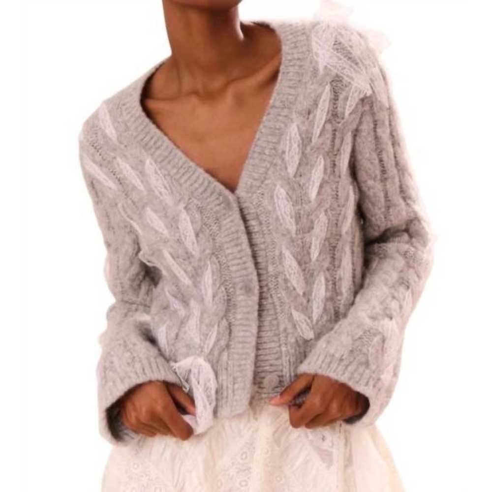 NEW LOVESHACKFANCY louella cardigan in silver mist